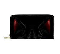 DJNGN Wallet Leather Leather Zip Long Purse Cat Black