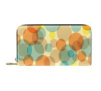 DJNGN Wallet Leather Leather Zip Long Purse Colorful Dot Pattern Art Abstract