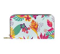 DJNGN Wallet Leather Leather Zip Long Purse Colorful Floral Background