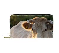 DJNGN Wallet Leather Leather Zip Long Purse Cow Pasture Livestock Herbivore