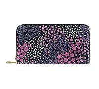DJNGN Wallet Leather Leather Zip Long Purse Cute ミニマル flowerPattern
