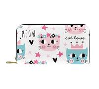 DJNGN Wallet Leather Leather Zip Long Purse Cute Cartoon Cat Crown Pattern