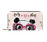 DJNGN Wallet Leather Leather Zip Long Purse Cute Cartoon Panda Glasses