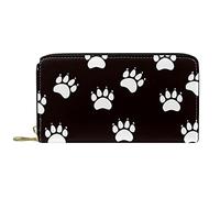 DJNGN Wallet Leather Leather Zip Long Purse Cute Cat Claw Black and White Puppy Paw