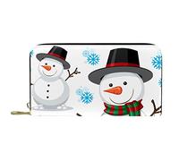 DJNGN Wallet Leather Leather Zip Long Purse Cute Christmas Snowman on White Background