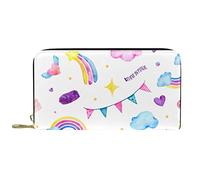DJNGN Wallet Leather Leather Zip Long Purse Cute Magic Unicorn Ice Cream Clouds