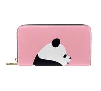 DJNGN Wallet Leather Leather Zip Long Purse Cute Panda Cartoon