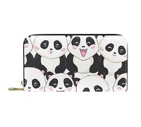 DJNGN Wallet Leather Leather Zip Long Purse Cute Panda Pattern