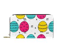 DJNGN Wallet Leather Leather Zip Long Purse Easter Egg Pattern