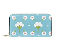 DJNGN Wallet Leather Leather Zip Long Purse Flower Pattern