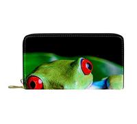 DJNGN Wallet Leather Leather Zip Long Purse Frog Green