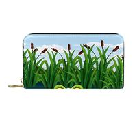 DJNGN Wallet Leather Leather Zip Long Purse Green Frog