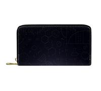 DJNGN Wallet Leather Leather Zip Long Purse Hand DrawnEquation