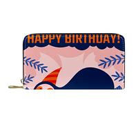 DJNGN Wallet Leather Leather Zip Long Purse Happy Birthday Cute Baby Sloth Sleeping on The Tree