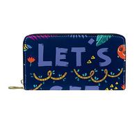 DJNGN Wallet Leather Leather Zip Long Purse Lets Get Lost