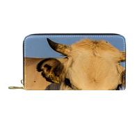 DJNGN Wallet Leather Leather Zip Long Purse Livestock Funny Animal Cow