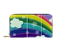 DJNGN Wallet Leather Leather Zip Long Purse Magic Rainbow Cartoon Unicorn Clouds
