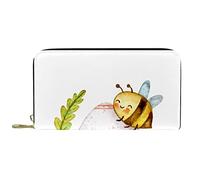 DJNGN Wallet Leather Leather Zip Long Purse Painting Easter Bee