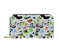 DJNGN Wallet Leather Leather Zip Long Purse Panda Animal