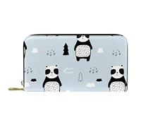 DJNGN Wallet Leather Leather Zip Long Purse Panda Cute National Treasure