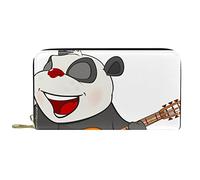 DJNGN Wallet Leather Leather Zip Long Purse Panda Guitar White