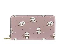 DJNGN Wallet Leather Leather Zip Long Purse Panda Interesting Beautiful
