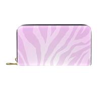 DJNGN Wallet Leather Leather Zip Long Purse Pink Zebra Skin Pattern 1-01