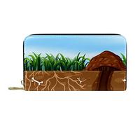 DJNGN Wallet Leather Leather Zip Long Purse Rabbit Family Living in The Hole