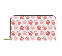DJNGN Wallet Leather Leather Zip Long Purse Red Paws
