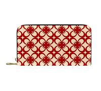 DJNGN Wallet Leather Leather Zip Long Purse Repeating Texture Floral Seamless Pattern