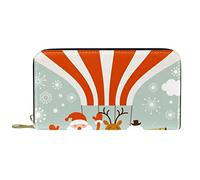 DJNGN Wallet Leather Leather Zip Long Purse Santa on Hot Sair Balloon
