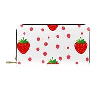 DJNGN Wallet Leather Leather Zip Long Purse Small and Big Strawberry
