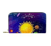 DJNGN Wallet Leather Leather Zip Long Purse Solar System
