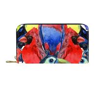 DJNGN Wallet Leather Leather Zip Long Purse Tropical Birds Colorful