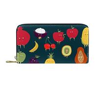 DJNGN Wallet Leather Leather Zip Long Purse Tropical Fruit