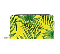 DJNGN Wallet Leather Leather Zip Long Purse Tropical Palmetto Seamless Pattern Vector