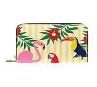 DJNGN Wallet Leather Leather Zip Long Purse Tropical Toucan