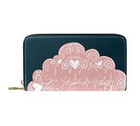 DJNGN Wallet Leather Leather Zip Long Purse Vintage Rain Hearts