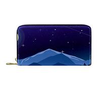 DJNGN Wallet Leather Leather Zip Long Purse Wolf Howling at The Moon