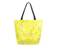 DJNGN Watercolor Banana Pattern Canvas Tote Bag Reusable Grocery Bags Tote Carrying Bag with Handles