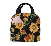 DJNGN Watercolor Orange Sunflower Flower Lunch Bag Reusable Lunch Box for Office Work Picnic Hiking Beach Tote Bag Insulated Cooler Lunch Bag Organizer