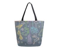 DJNGN Xmas Objects Canvas Tote Bag Reusable Grocery Bags Tote Carrying Bag with Handles