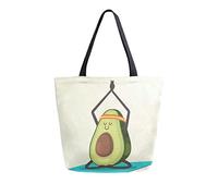 DJNGN Yoga Avocado Canvas Tote Bag Reusable Grocery Bags Tote Carrying Bag with Handles