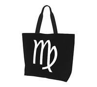 DJNGN Zodiac Sign Virgo Women'S Lightweight Canvas Handbag Reusable Shopping Bag Black