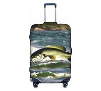 DJnni Beach Sunrise And Backlit Palm Trees Travel Box Protective Cover,Suitcase Cover,Travel Luggage Cover,Suitcase Protector Fits 18-32 In, Bass Fishing Wave, M