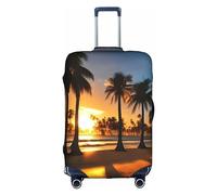 DJnni Beach Sunrise And Backlit Palm Trees Travel Box Protective Cover,Suitcase Cover,Travel Luggage Cover,Suitcase Protector Fits 18-32 In, Beach Sunrise And Backlit Palm Trees, S