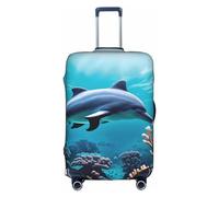 DJnni Chicken Prints Travel Box Protective Cover,Suitcase Cover,Travel Luggage Cover,Suitcase Protector Fits 18-32 In, Beautiful Underwater World Dolphins Coral, S