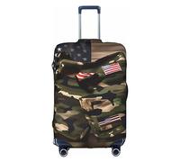 DJnni Company Farm Tractors Travel Box Protective Cover,Suitcase Cover,Travel Luggage Cover,Suitcase Protector Fits 18-32 In, Camo American Flags, XL