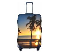 DJnni Company Farm Tractors Travel Box Protective Cover,Suitcase Cover,Travel Luggage Cover,Suitcase Protector Fits 18-32 In, Beach Sunrise And Backlit Palm Tree, S