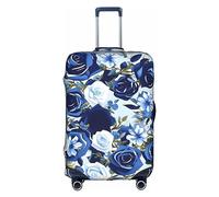 DJnni Corgi Floral Flowers Travel Box Protective Cover,Suitcase Cover,Travel Luggage Cover,Suitcase Protector Fits 18-32 In, Blue Flower Floral Pattern Roses, M